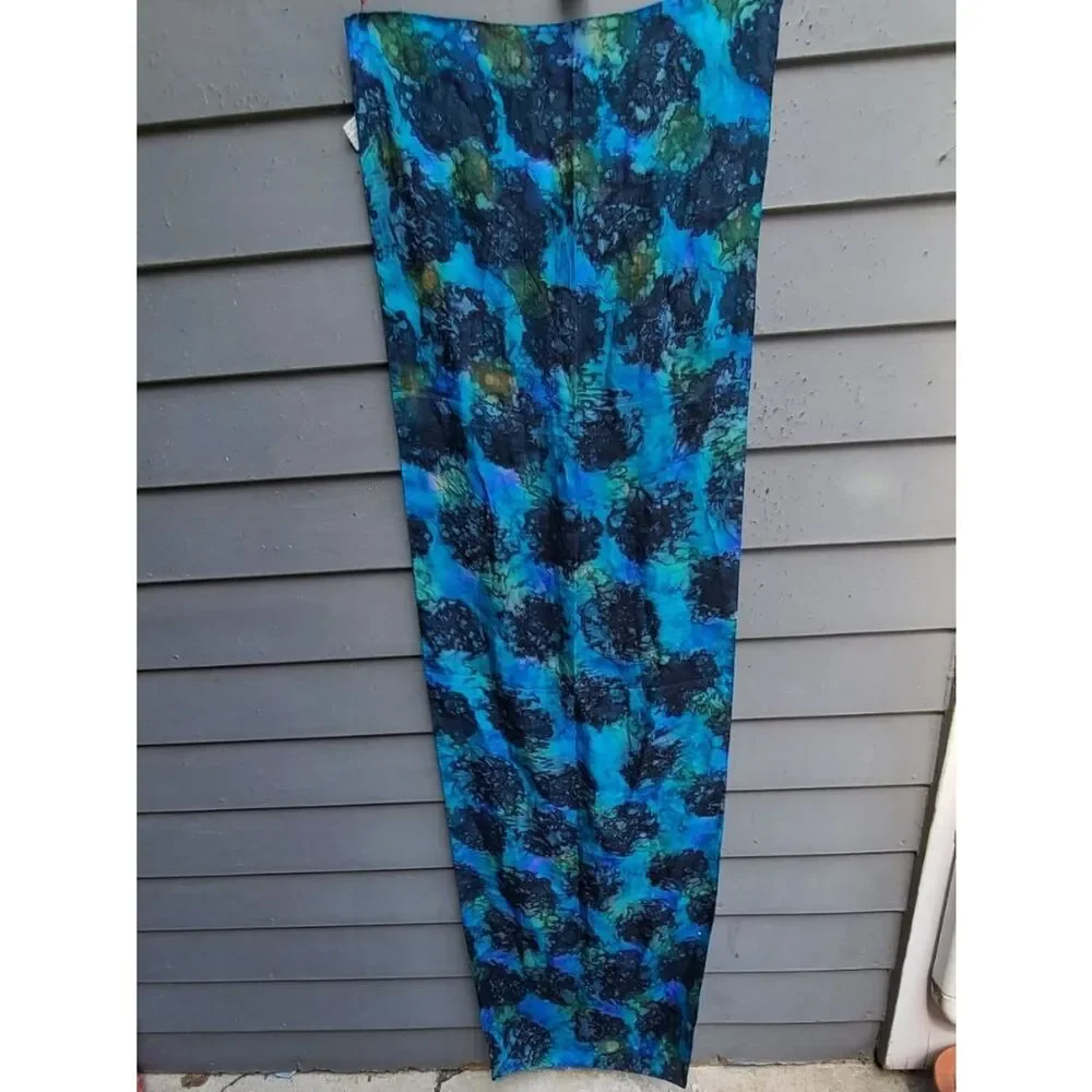 Blue Silk Batik Long Scarf